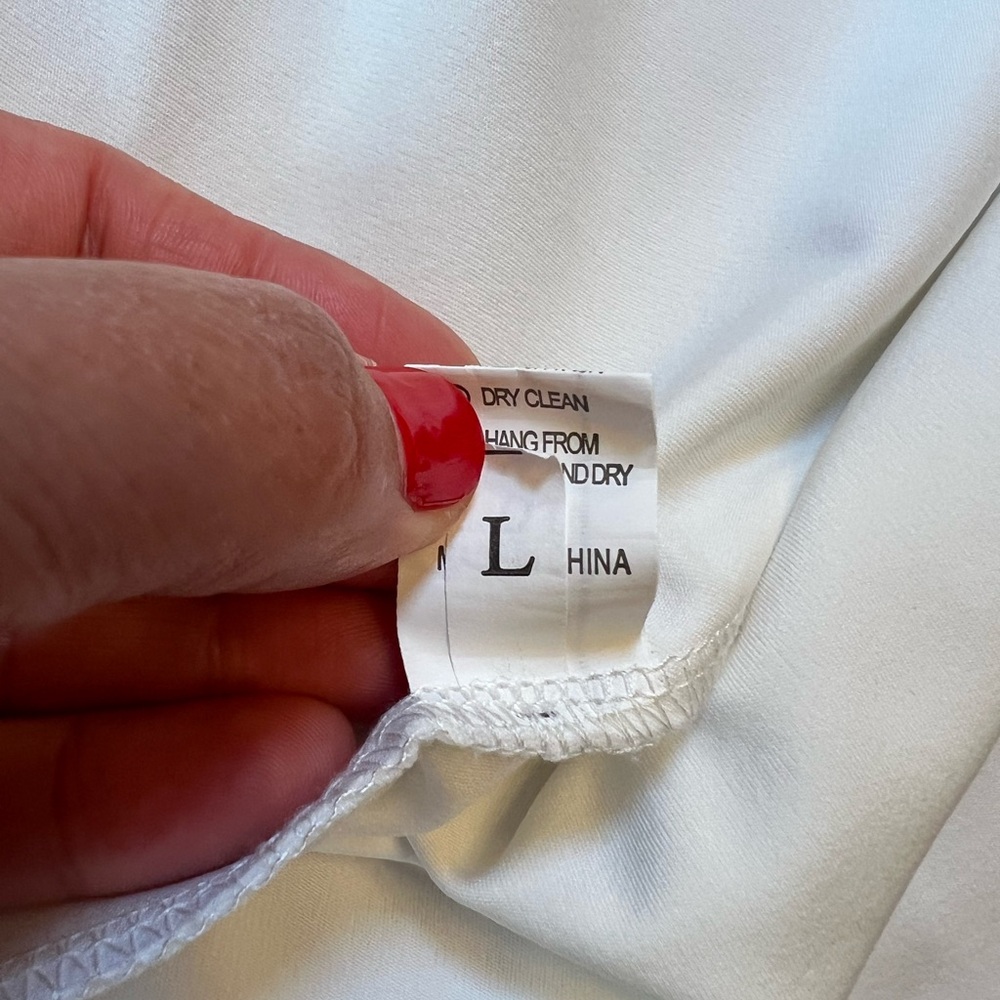 White Ruched Dress Size Large - Picture 2 of 10